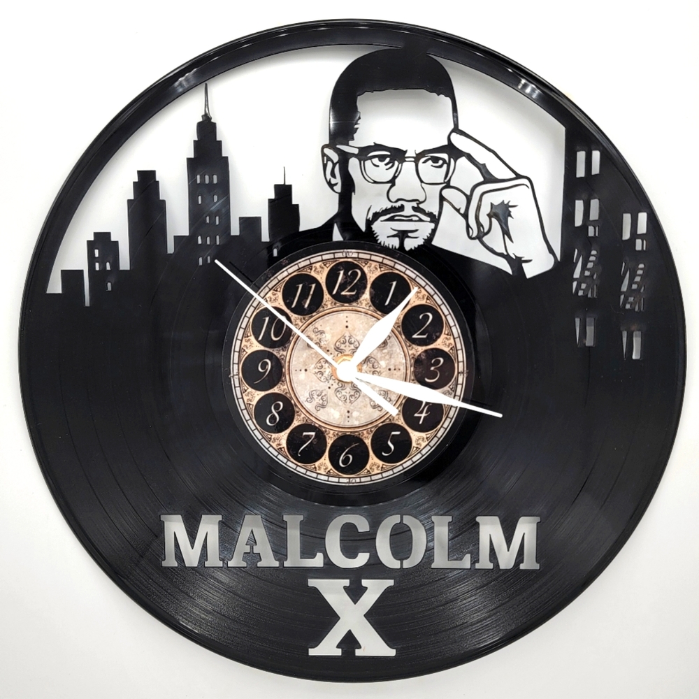 MALCOLM X vinyl record clock
